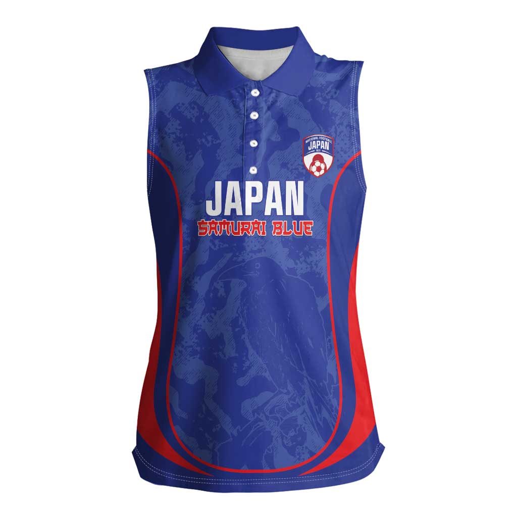 Custom Japan Football Women Sleeveless Polo Shirt 2026 Come On Samurai Blue - Wonder Print Shop