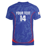 Custom Japan Football Women V-Neck T-Shirt 2026 Come On Samurai Blue - Wonder Print Shop