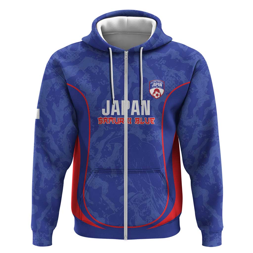 Custom Japan Football Zip Hoodie 2026 Come On Samurai Blue - Wonder Print Shop