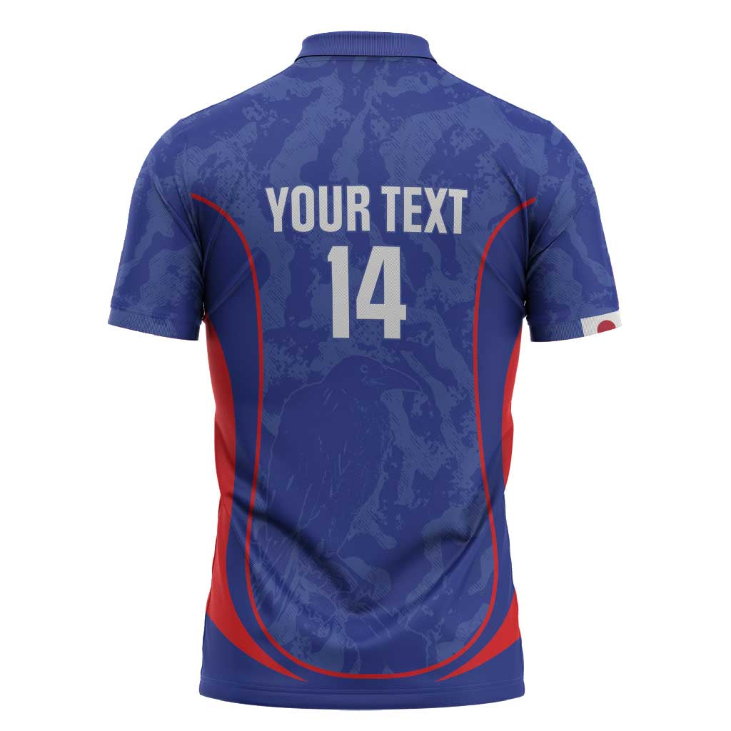 Custom Japan Football Zipper Polo Shirt 2026 Come On Samurai Blue - Wonder Print Shop