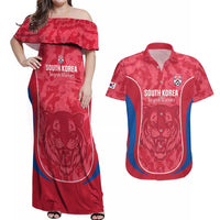 Custom South Korea Football Couples Matching Off Shoulder Maxi Dress and Hawaiian Shirt 2026 Come On Taegeuk Warriors - Wonder Print Shop
