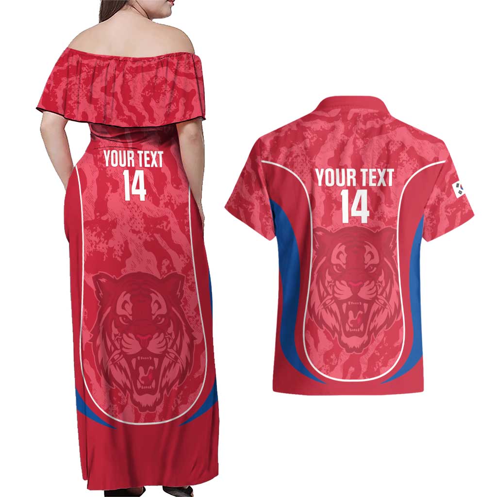 Custom South Korea Football Couples Matching Off Shoulder Maxi Dress and Hawaiian Shirt 2026 Come On Taegeuk Warriors - Wonder Print Shop