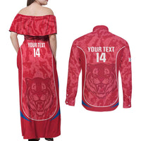 Custom South Korea Football Couples Matching Off Shoulder Maxi Dress and Long Sleeve Button Shirt 2026 Come On Taegeuk Warriors - Wonder Print Shop