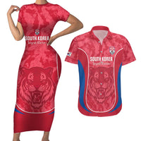 Custom South Korea Football Couples Matching Short Sleeve Bodycon Dress and Hawaiian Shirt 2026 Come On Taegeuk Warriors - Wonder Print Shop