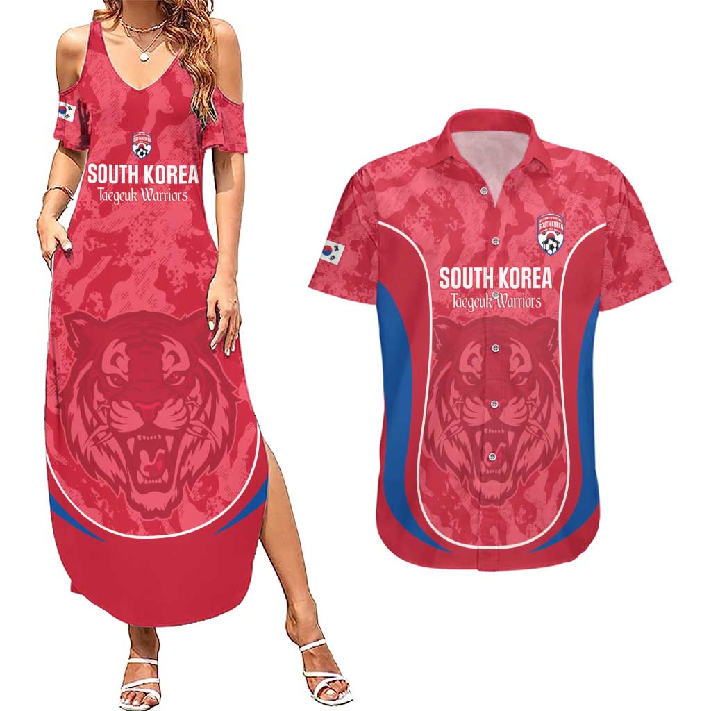Custom South Korea Football Couples Matching Summer Maxi Dress and Hawaiian Shirt 2026 Come On Taegeuk Warriors - Wonder Print Shop