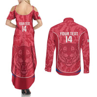 Custom South Korea Football Couples Matching Summer Maxi Dress and Long Sleeve Button Shirt 2026 Come On Taegeuk Warriors - Wonder Print Shop
