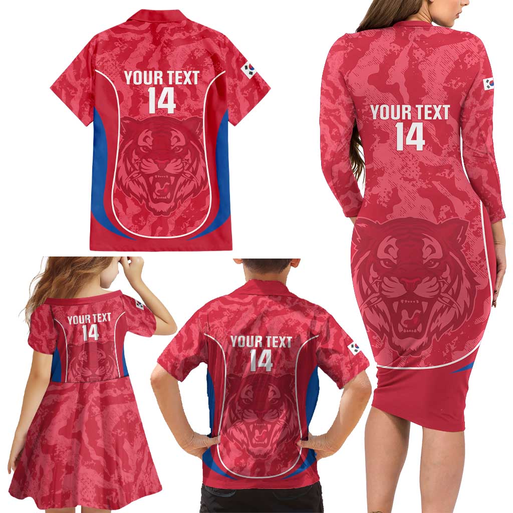 Custom South Korea Football Family Matching Long Sleeve Bodycon Dress and Hawaiian Shirt 2026 Come On Taegeuk Warriors - Wonder Print Shop