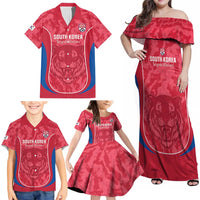 Custom South Korea Football Family Matching Off Shoulder Maxi Dress and Hawaiian Shirt 2026 Come On Taegeuk Warriors - Wonder Print Shop