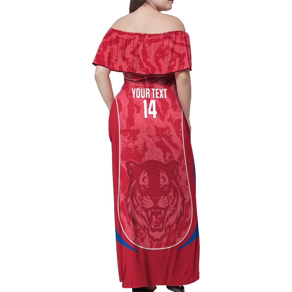 Custom South Korea Football Family Matching Off Shoulder Maxi Dress and Hawaiian Shirt 2026 Come On Taegeuk Warriors - Wonder Print Shop