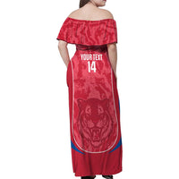 Custom South Korea Football Family Matching Off Shoulder Maxi Dress and Hawaiian Shirt 2026 Come On Taegeuk Warriors - Wonder Print Shop