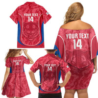 Custom South Korea Football Family Matching Off Shoulder Short Dress and Hawaiian Shirt 2026 Come On Taegeuk Warriors - Wonder Print Shop
