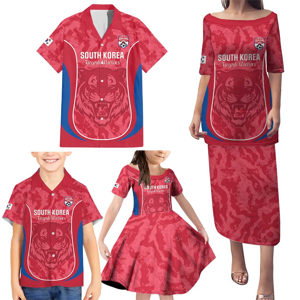Custom South Korea Football Family Matching Puletasi and Hawaiian Shirt 2026 Come On Taegeuk Warriors - Wonder Print Shop