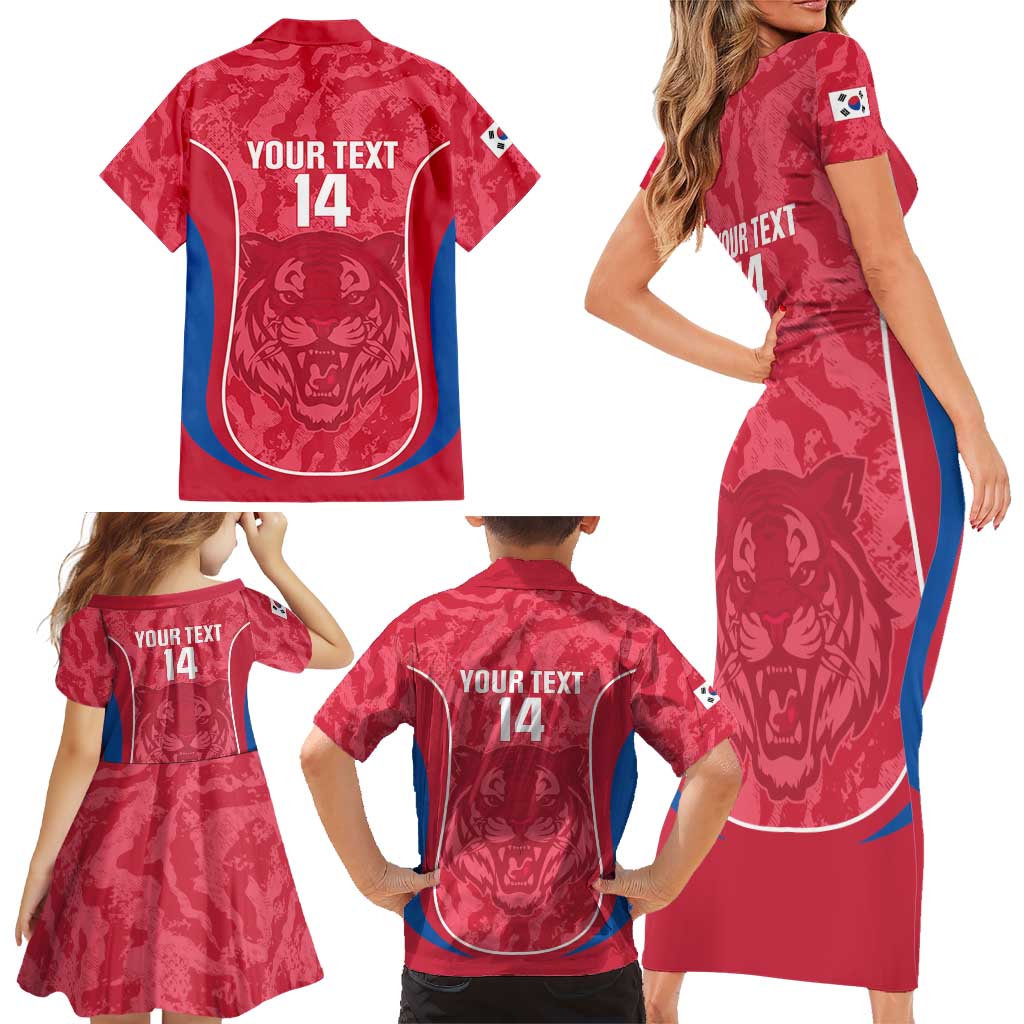 Custom South Korea Football Family Matching Short Sleeve Bodycon Dress and Hawaiian Shirt 2026 Come On Taegeuk Warriors - Wonder Print Shop