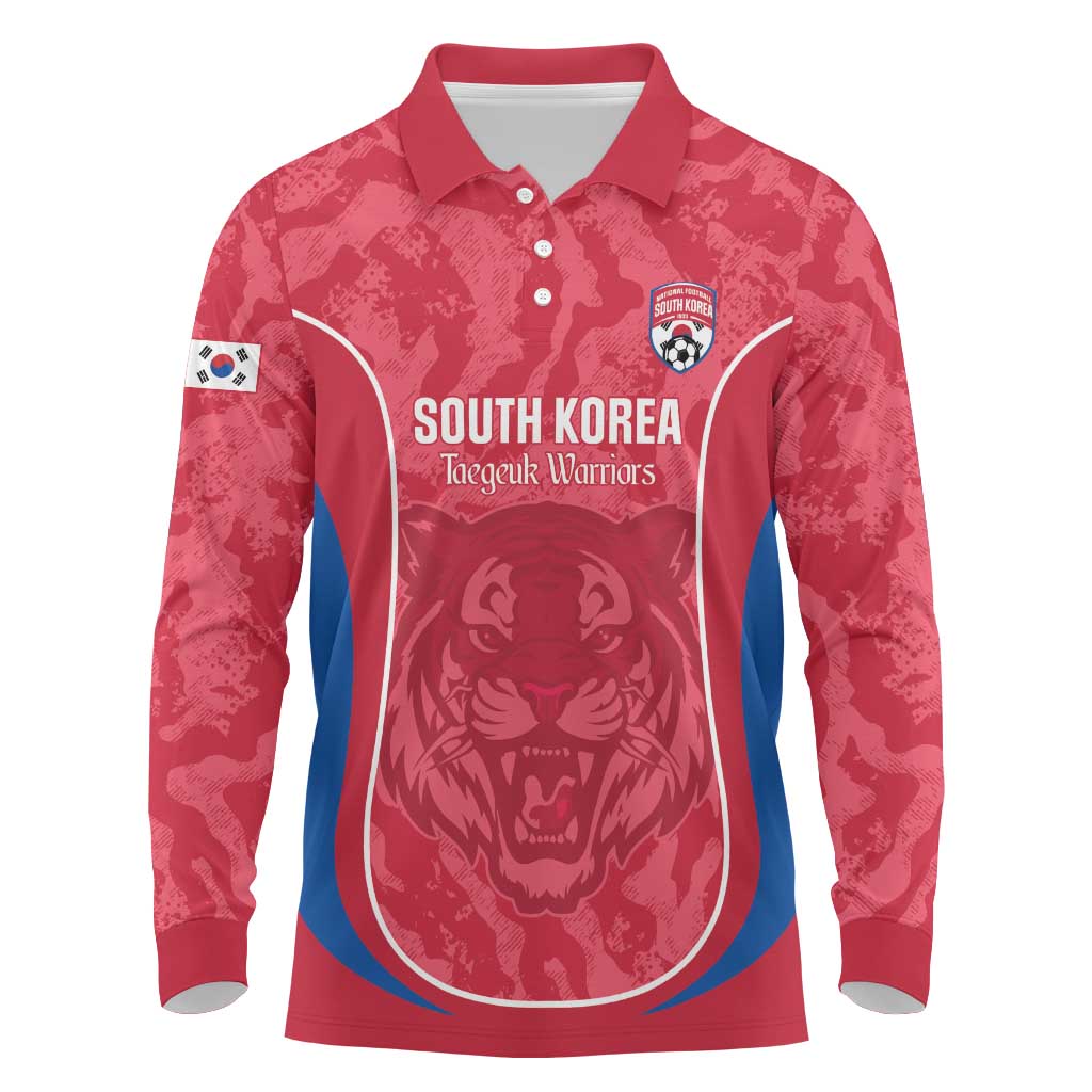 Custom South Korea Football Long Sleeve Polo Shirt 2026 Come On Taegeuk Warriors - Wonder Print Shop