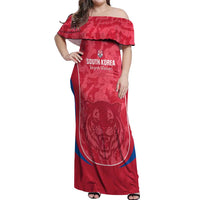 Custom South Korea Football Off Shoulder Maxi Dress 2026 Come On Taegeuk Warriors - Wonder Print Shop