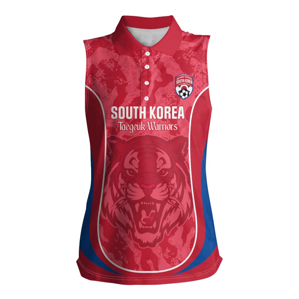 Custom South Korea Football Women Sleeveless Polo Shirt 2026 Come On Taegeuk Warriors - Wonder Print Shop