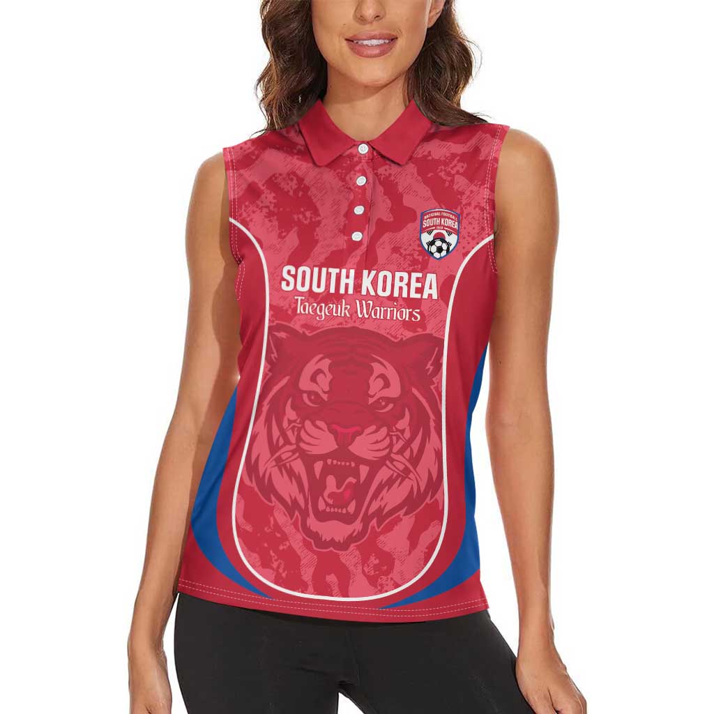 Custom South Korea Football Women Sleeveless Polo Shirt 2026 Come On Taegeuk Warriors - Wonder Print Shop