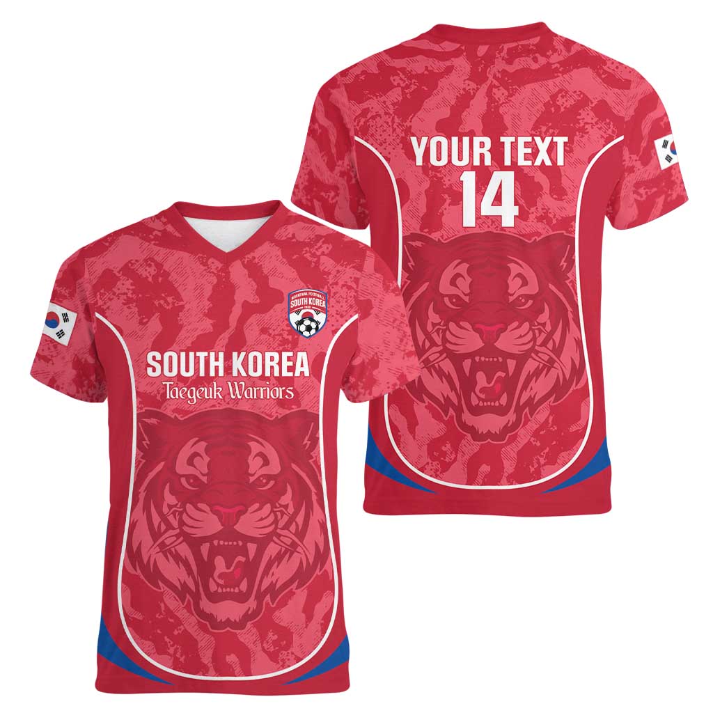 Custom South Korea Football Women V-Neck T-Shirt 2026 Come On Taegeuk Warriors - Wonder Print Shop