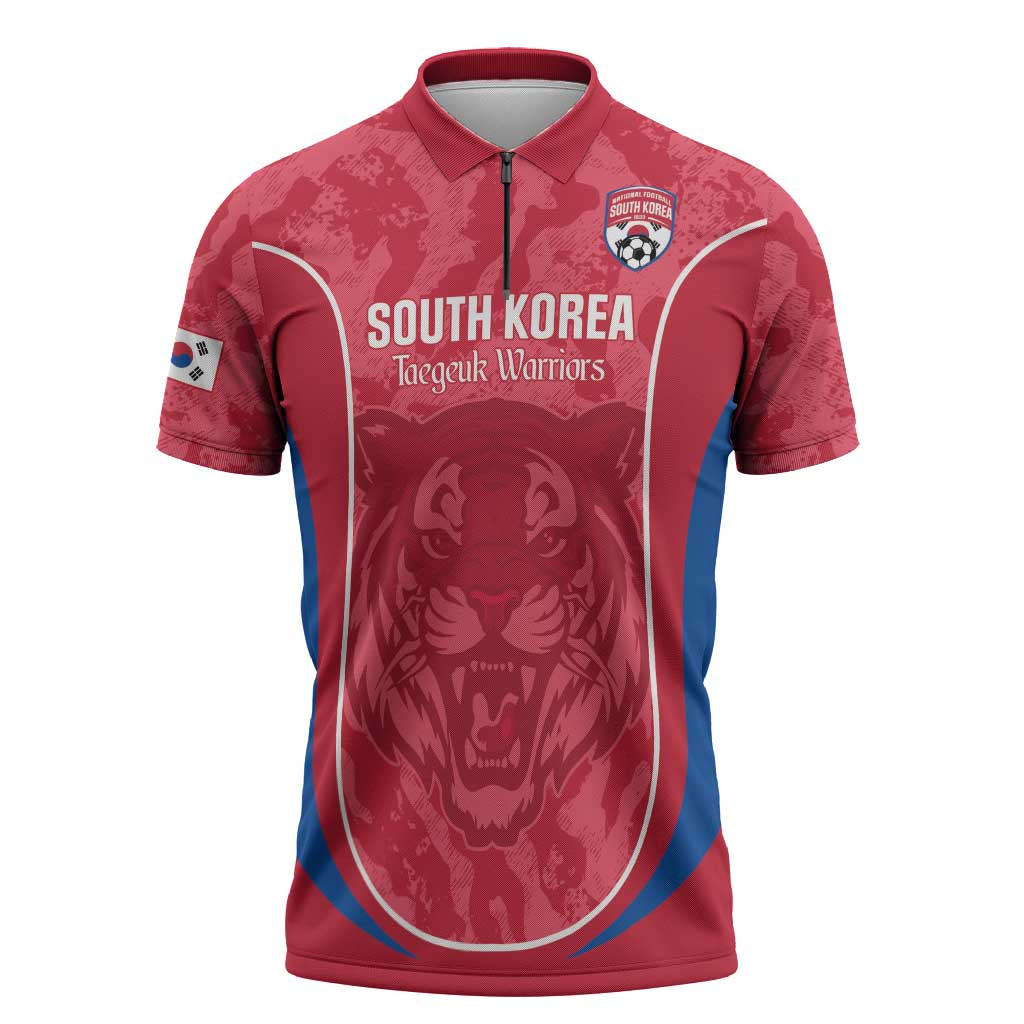 Custom South Korea Football Zipper Polo Shirt 2026 Come On Taegeuk Warriors - Wonder Print Shop
