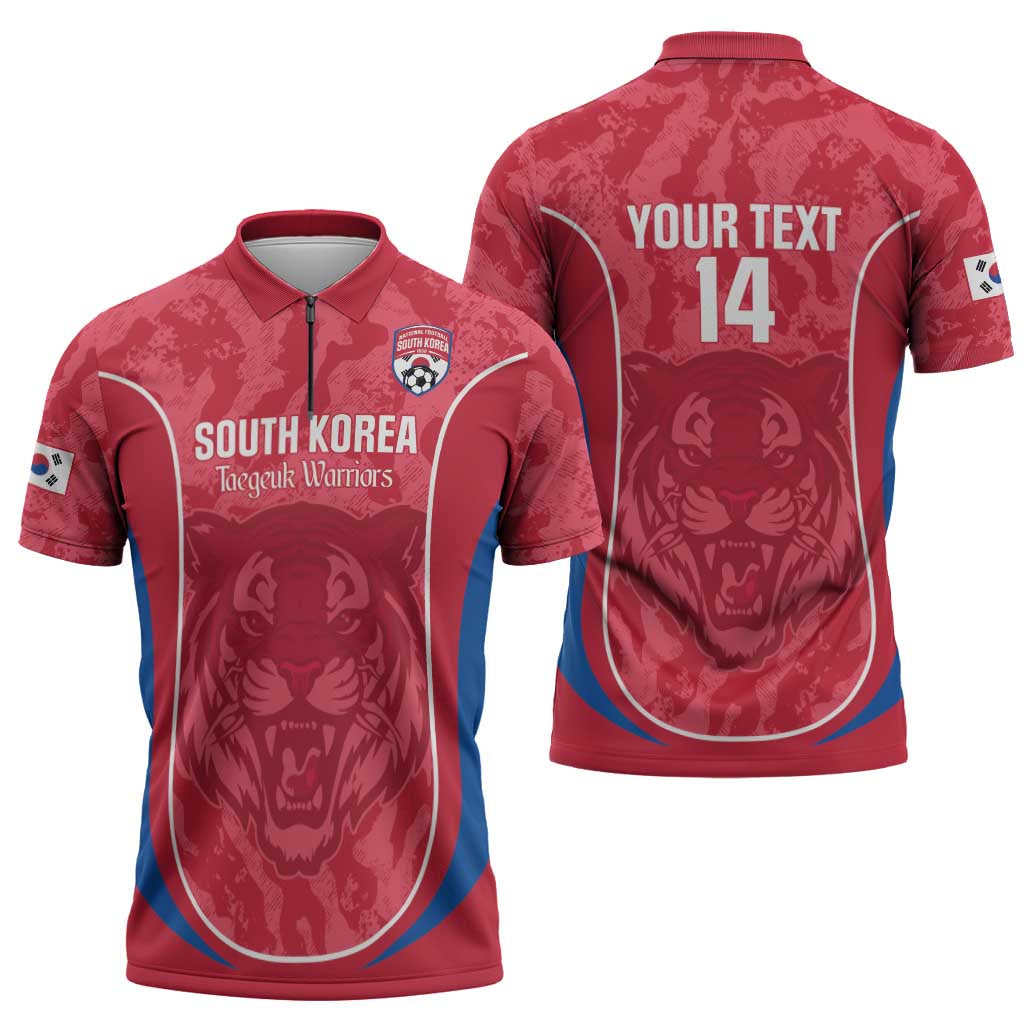 Custom South Korea Football Zipper Polo Shirt 2026 Come On Taegeuk Warriors - Wonder Print Shop