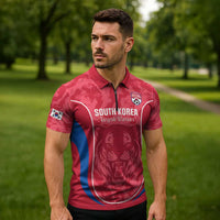 Custom South Korea Football Zipper Polo Shirt 2026 Come On Taegeuk Warriors - Wonder Print Shop