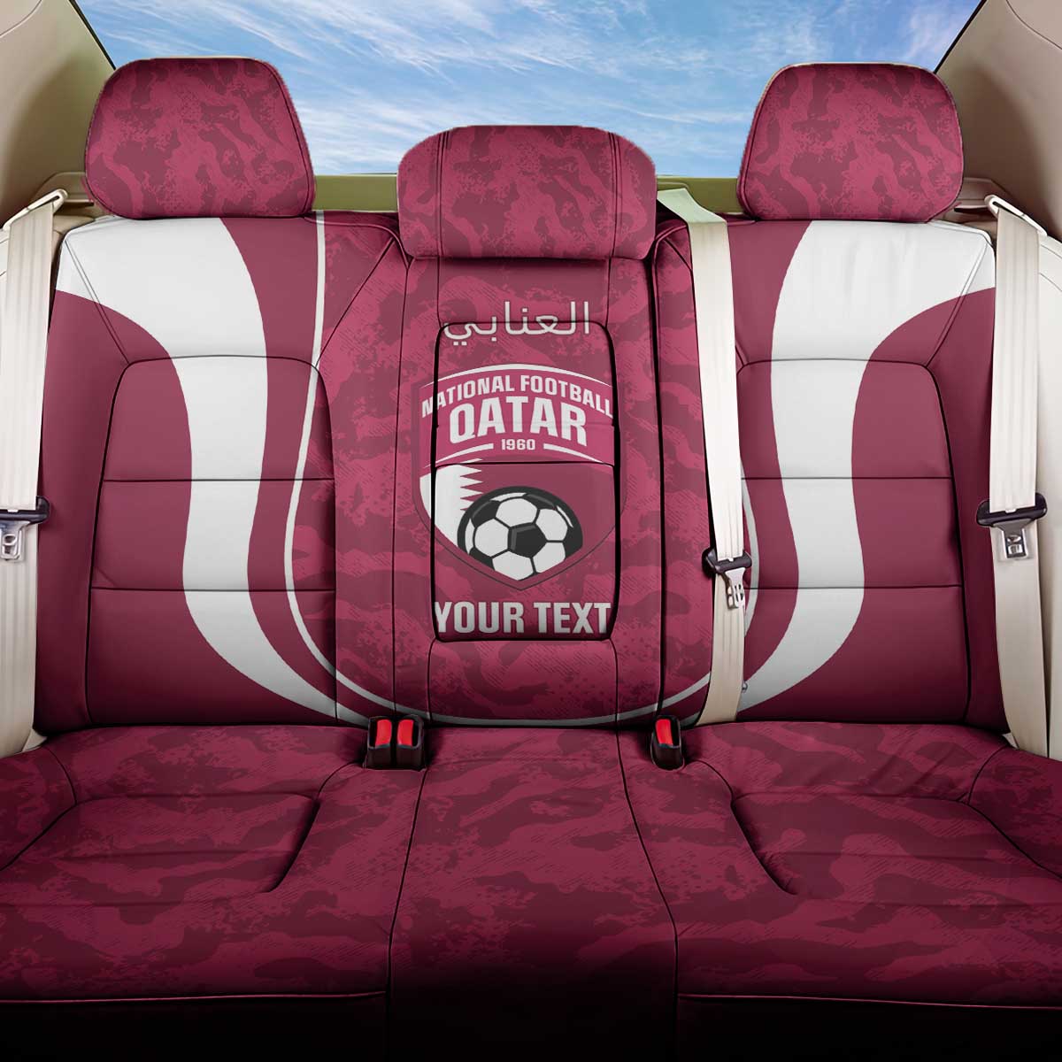 Custom Qatar Football Back Car Seat Cover 2026 Come On The Maroons - Wonder Print Shop