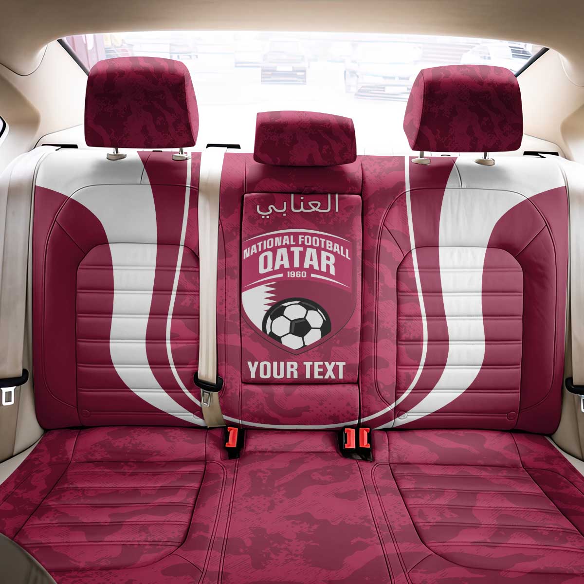 Custom Qatar Football Back Car Seat Cover 2026 Come On The Maroons - Wonder Print Shop