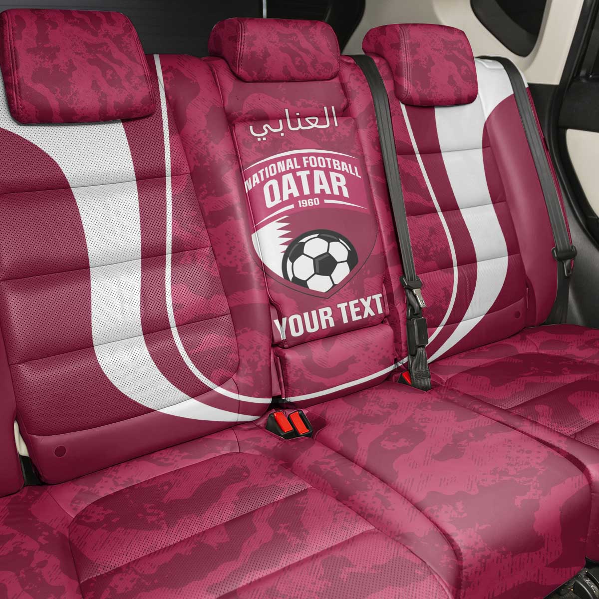 Custom Qatar Football Back Car Seat Cover 2026 Come On The Maroons - Wonder Print Shop