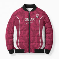 Custom Qatar Football Bomber Puffer Jacket 2026 Come On The Maroons - Wonder Print Shop