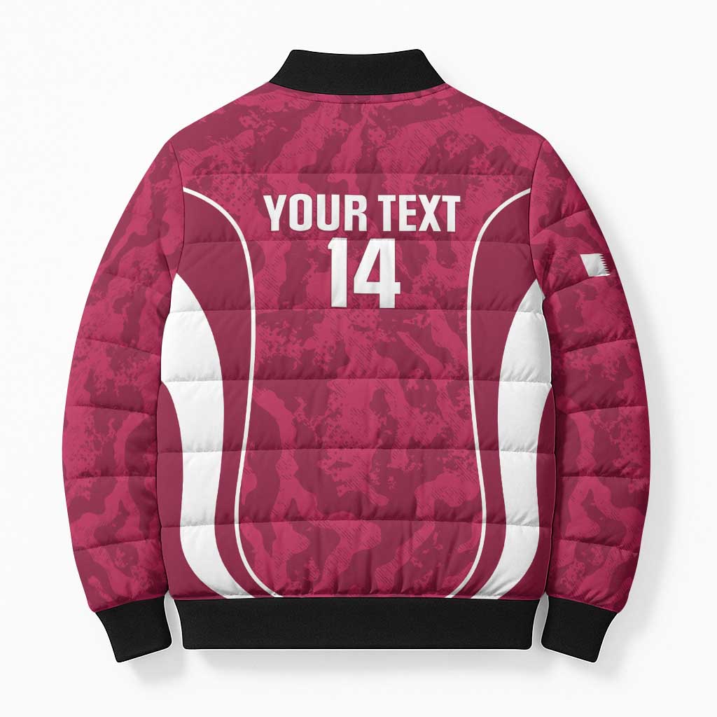 Custom Qatar Football Bomber Puffer Jacket 2026 Come On The Maroons - Wonder Print Shop