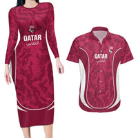 Custom Qatar Football Couples Matching Long Sleeve Bodycon Dress and Hawaiian Shirt 2026 Come On The Maroons - Wonder Print Shop