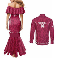 Custom Qatar Football Couples Matching Mermaid Dress and Long Sleeve Button Shirt 2026 Come On The Maroons - Wonder Print Shop