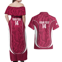 Custom Qatar Football Couples Matching Off Shoulder Maxi Dress and Hawaiian Shirt 2026 Come On The Maroons - Wonder Print Shop