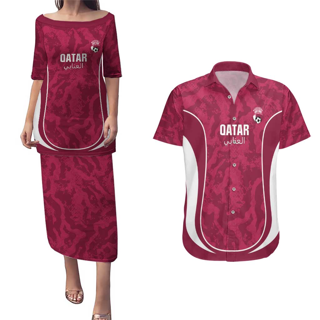 Custom Qatar Football Couples Matching Puletasi and Hawaiian Shirt 2026 Come On The Maroons - Wonder Print Shop