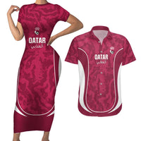 Custom Qatar Football Couples Matching Short Sleeve Bodycon Dress and Hawaiian Shirt 2026 Come On The Maroons - Wonder Print Shop