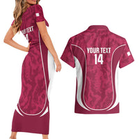Custom Qatar Football Couples Matching Short Sleeve Bodycon Dress and Hawaiian Shirt 2026 Come On The Maroons - Wonder Print Shop