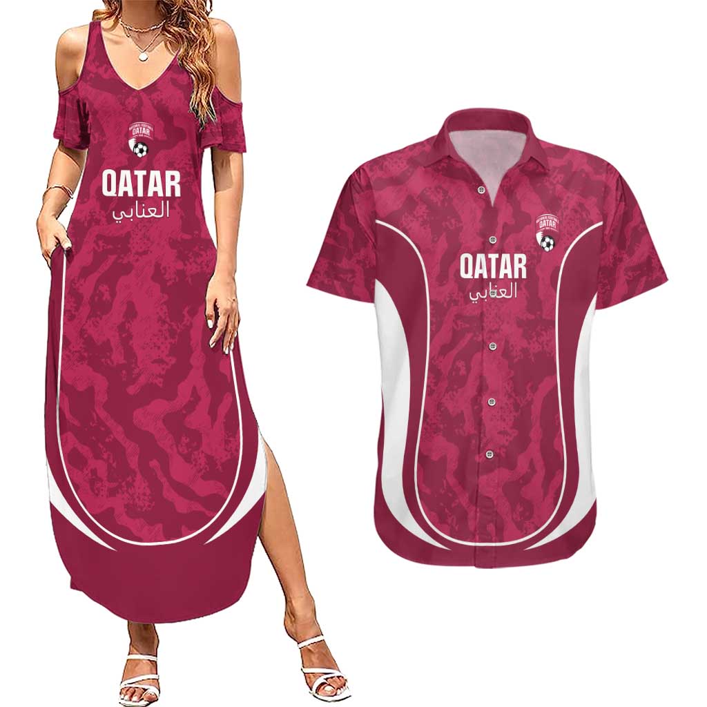 Custom Qatar Football Couples Matching Summer Maxi Dress and Hawaiian Shirt 2026 Come On The Maroons - Wonder Print Shop