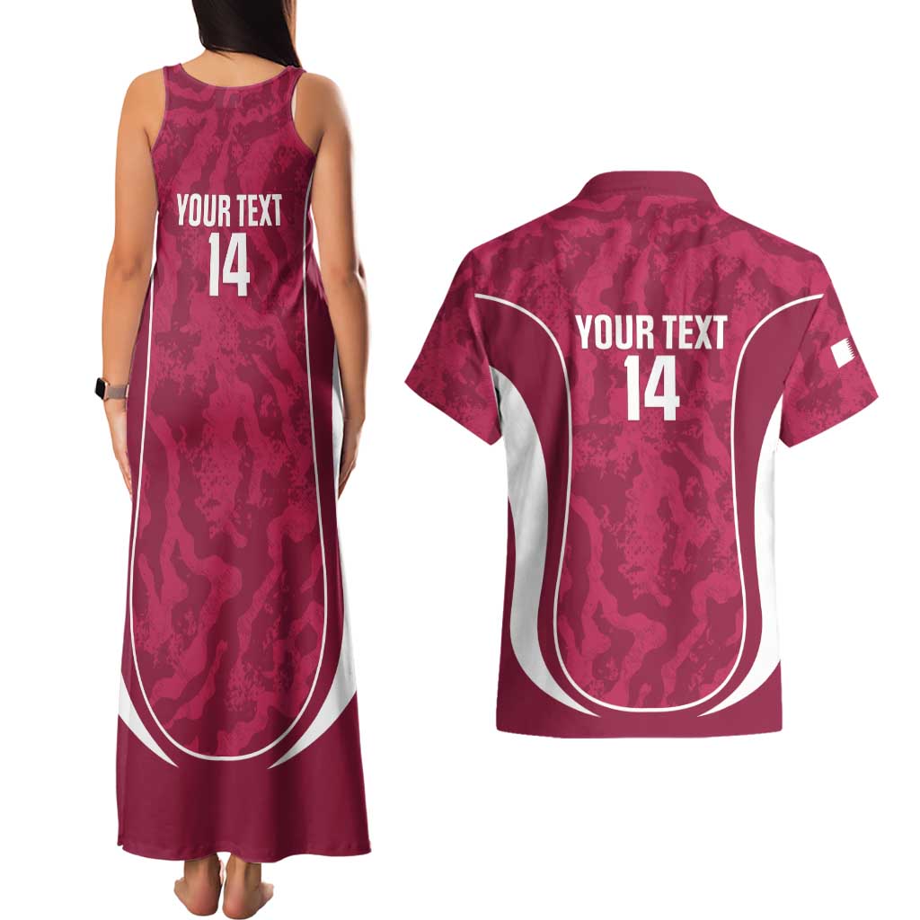 Custom Qatar Football Couples Matching Tank Maxi Dress and Hawaiian Shirt 2026 Come On The Maroons - Wonder Print Shop