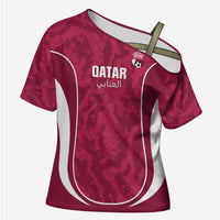 Custom Qatar Football Cross Shoulder Shirt 2026 Come On The Maroons - Wonder Print Shop