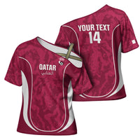 Custom Qatar Football Cross Shoulder Shirt 2026 Come On The Maroons - Wonder Print Shop