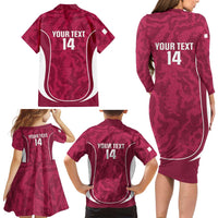 Custom Qatar Football Family Matching Long Sleeve Bodycon Dress and Hawaiian Shirt 2026 Come On The Maroons - Wonder Print Shop