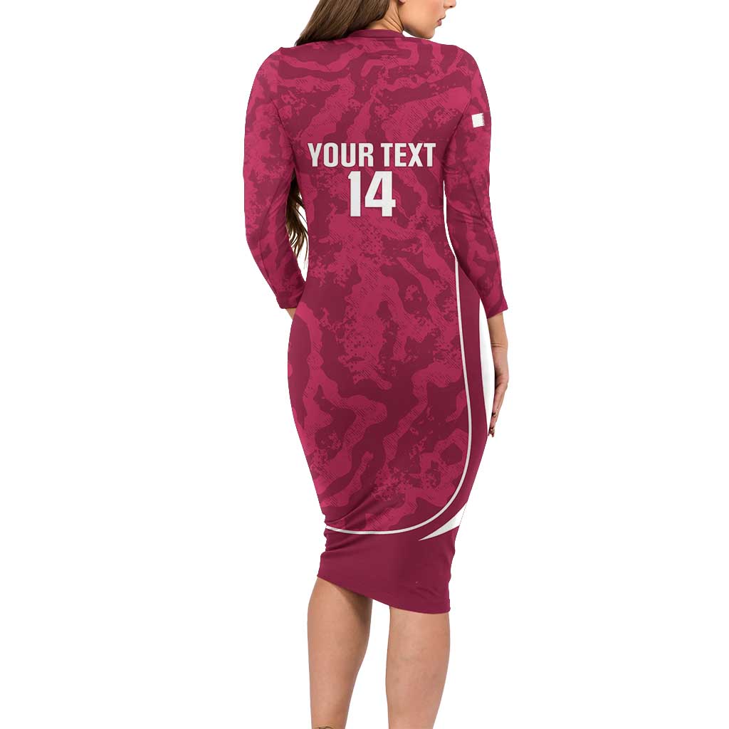 Custom Qatar Football Family Matching Long Sleeve Bodycon Dress and Hawaiian Shirt 2026 Come On The Maroons - Wonder Print Shop