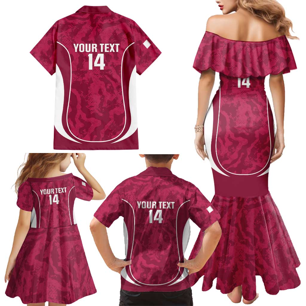 Custom Qatar Football Family Matching Mermaid Dress and Hawaiian Shirt 2026 Come On The Maroons - Wonder Print Shop