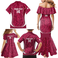 Custom Qatar Football Family Matching Mermaid Dress and Hawaiian Shirt 2026 Come On The Maroons - Wonder Print Shop