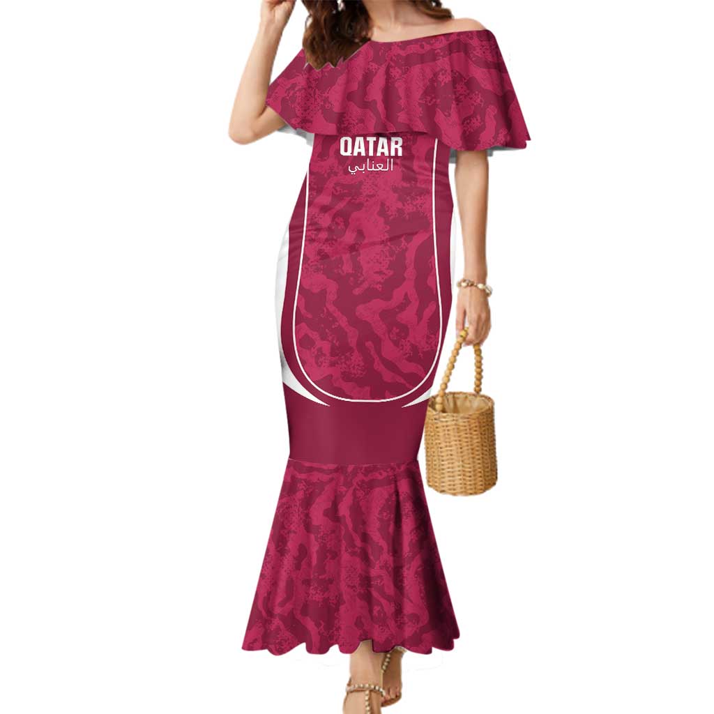 Custom Qatar Football Family Matching Mermaid Dress and Hawaiian Shirt 2026 Come On The Maroons - Wonder Print Shop