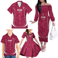 Custom Qatar Football Family Matching Off The Shoulder Long Sleeve Dress and Hawaiian Shirt 2026 Come On The Maroons - Wonder Print Shop