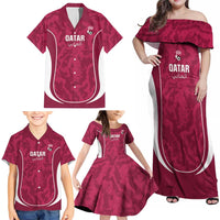 Custom Qatar Football Family Matching Off Shoulder Maxi Dress and Hawaiian Shirt 2026 Come On The Maroons - Wonder Print Shop
