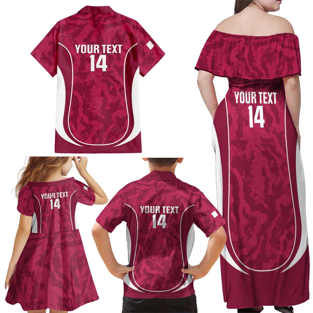 Custom Qatar Football Family Matching Off Shoulder Maxi Dress and Hawaiian Shirt 2026 Come On The Maroons - Wonder Print Shop