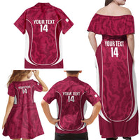 Custom Qatar Football Family Matching Off Shoulder Maxi Dress and Hawaiian Shirt 2026 Come On The Maroons - Wonder Print Shop