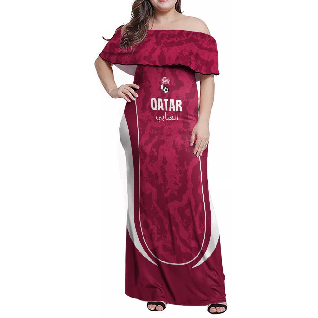 Custom Qatar Football Family Matching Off Shoulder Maxi Dress and Hawaiian Shirt 2026 Come On The Maroons - Wonder Print Shop